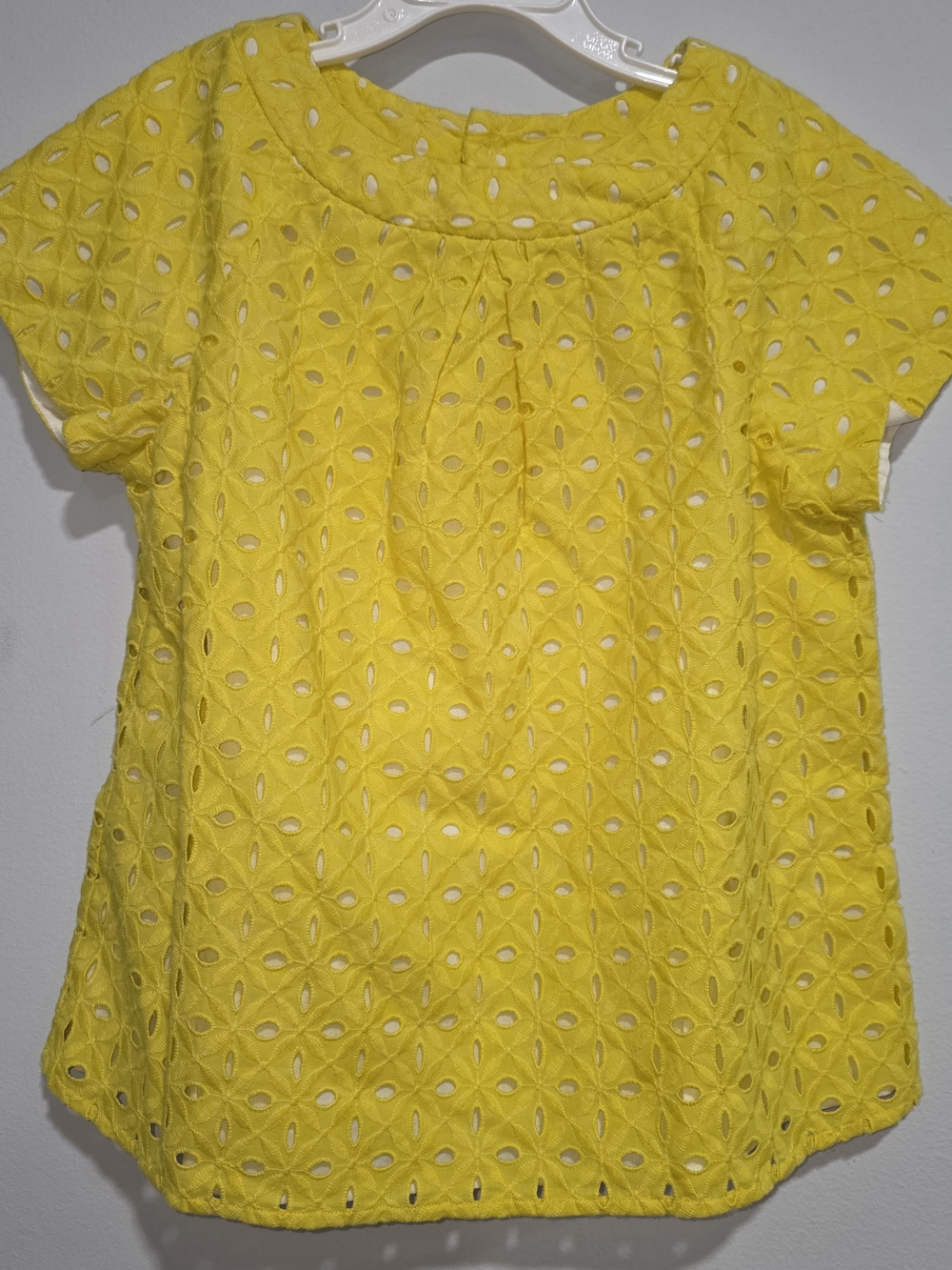 Bonpoint Bright Yellow Eyelet Short Sleeve Blouse